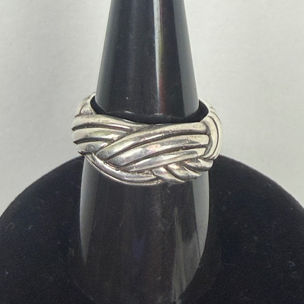NF Sterling Silver 925 Braided Twisted Knot Band Ring Size 7.25 Weight: 4.9 gr.